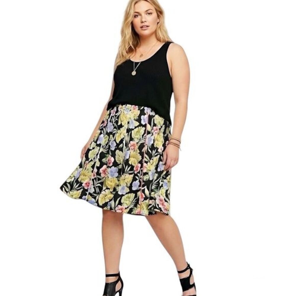 Requirements Womens Skirt Floral Church Office Botanical Knee Length Plus Sz 2X
